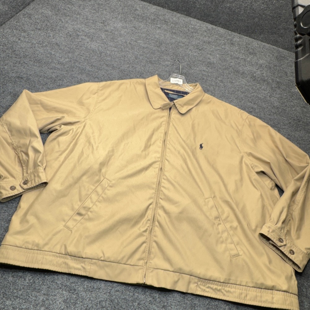 Polo Ralph Lauren Jacket Mens 3XB Beige Bi Swing Windbreaker Big Pony Full Zip